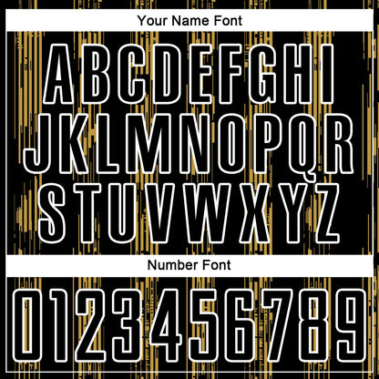 Custom Black Old Gold-White Line Sublimation Soccer Uniform Jersey