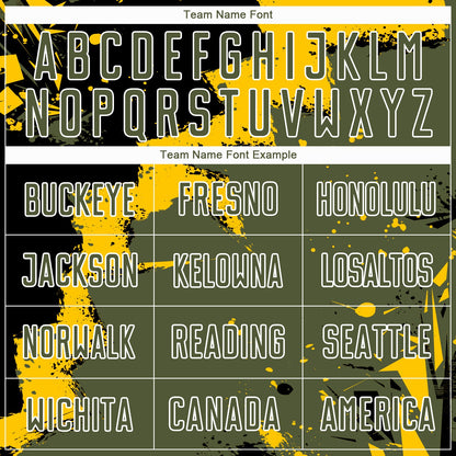 Custom Black Olive-Yellow Splash Sublimation Soccer Uniform Jersey