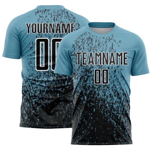 Custom Shadow Blue Black-White Abstract Fragment Art Sublimation Soccer Uniform Jersey