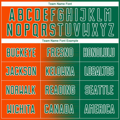 Custom Kelly Green Orange-White Gradient Line Sublimation Soccer Uniform Jersey