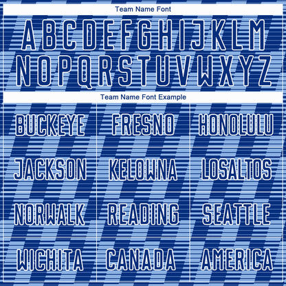 Custom Royal Light Blue-White Line Sublimation Soccer Uniform Jersey