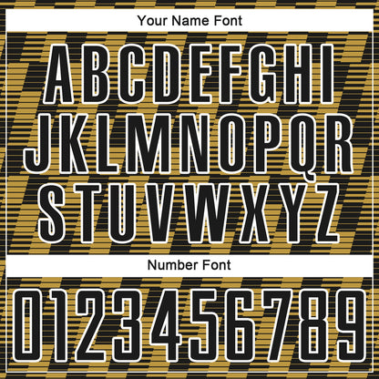 Custom Black Old Gold-White Line Sublimation Soccer Uniform Jersey