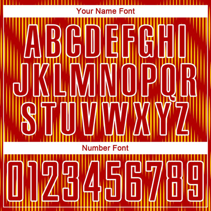 Custom Red Yellow-White Line Sublimation Soccer Uniform Jersey