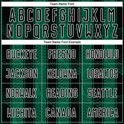 Custom Black Kelly Green-White Abstract Network Sublimation Soccer Uniform Jersey