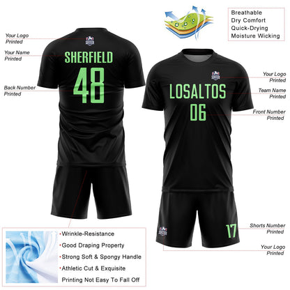 Custom Black Pea Green Sublimation Soccer Uniform Jersey