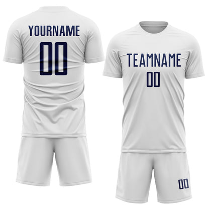 Custom White Navy Sublimation Soccer Uniform Jersey