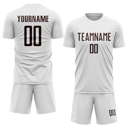 Custom White Brown Sublimation Soccer Uniform Jersey