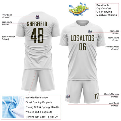 Custom White Olive Sublimation Soccer Uniform Jersey