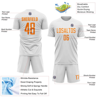Custom White Bay Orange Sublimation Soccer Uniform Jersey