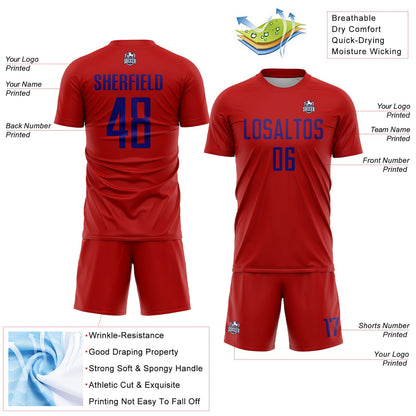 Custom Red Dark Purple Sublimation Soccer Uniform Jersey