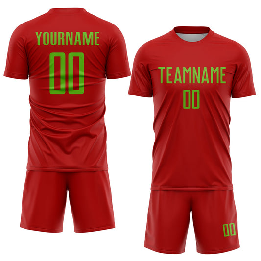 Custom Red Aurora Green Sublimation Soccer Uniform Jersey