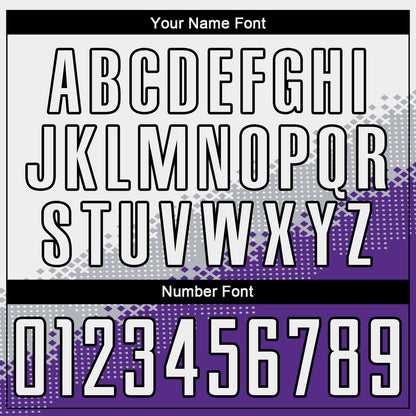 Custom White Gray Purple-Black Gradient Geometric Shape Sublimation Soccer Uniform Jersey