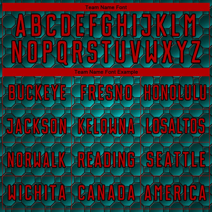 Custom Midnight Green Red-Black Geometric Shape Sublimation Soccer Uniform Jersey