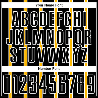 Custom Black Gold-White Stripe Line Sublimation Soccer Uniform Jersey