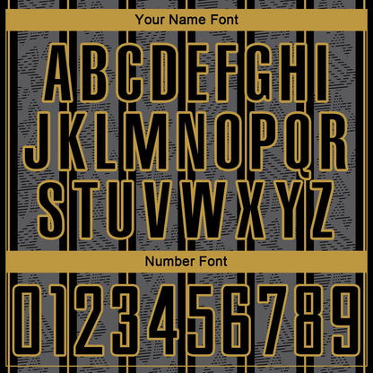 Custom Gray Black-Old Gold Stripe Line Sublimation Soccer Uniform Jersey
