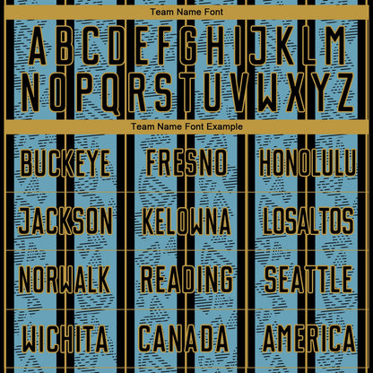 Custom Shadow Blue Black-Old Gold Stripe Line Sublimation Soccer Uniform Jersey