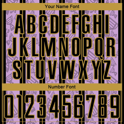 Custom Light Purple Black-Old Gold Stripe Line Sublimation Soccer Uniform Jersey