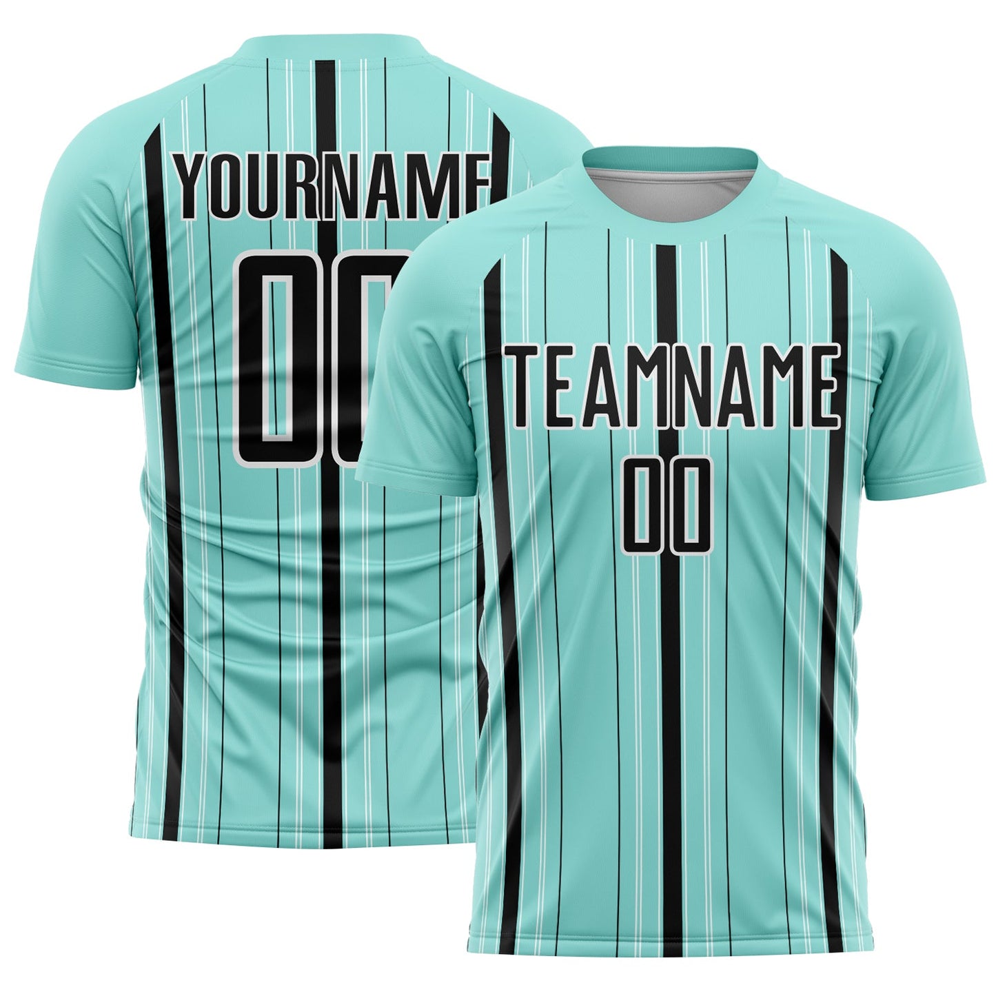 Custom Ice Blue Black-White Stripe Sublimation Soccer Uniform Jersey