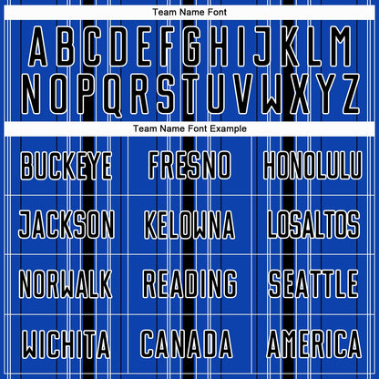 Custom Thunder Blue Black-White Stripe Sublimation Soccer Uniform Jersey