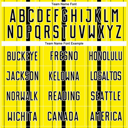 Custom Light Yellow Black-White Stripe Sublimation Soccer Uniform Jersey