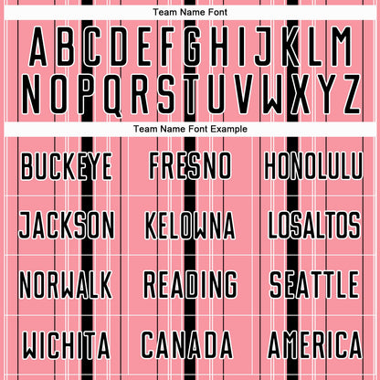 Custom Medium Pink Black-White Stripe Sublimation Soccer Uniform Jersey