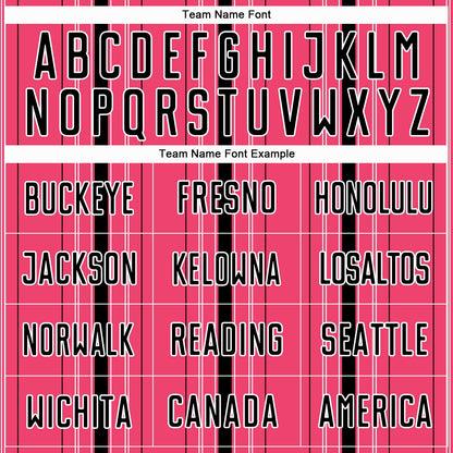 Custom Neon Pink Black-White Stripe Sublimation Soccer Uniform Jersey