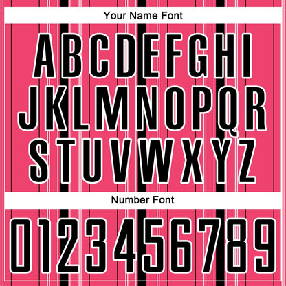 Custom Neon Pink Black-White Stripe Sublimation Soccer Uniform Jersey