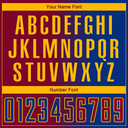 Custom Royal Maroon-Gold Sublimation Gradient Fashion Soccer Uniform Jersey