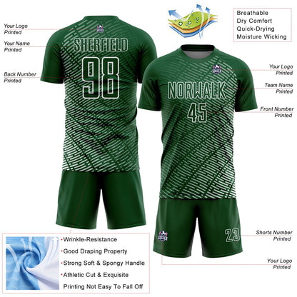 Custom Green White Stripe Line Sublimation Soccer Uniform Jersey