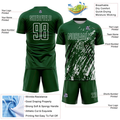 Custom Green White Splash Sublimation Soccer Uniform Jersey