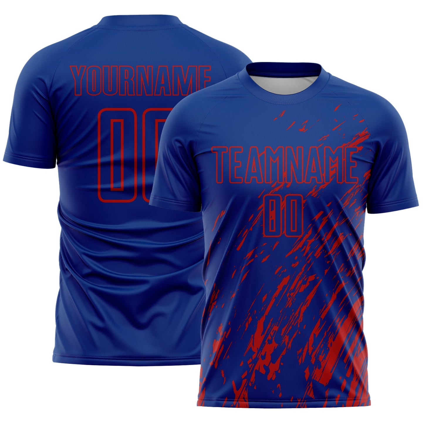 Custom Royal Red Splash Sublimation Soccer Uniform Jersey