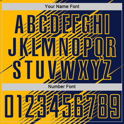 Custom Navy Gold Line Sublimation Soccer Uniform Jersey