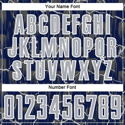 Custom Navy Gray-White Lightning Sublimation Soccer Uniform Jersey