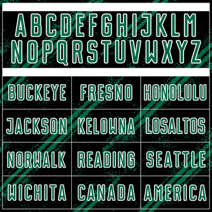 Custom Black Kelly Green-White Abstract Fragment Art Splash Sublimation Soccer Uniform Jersey