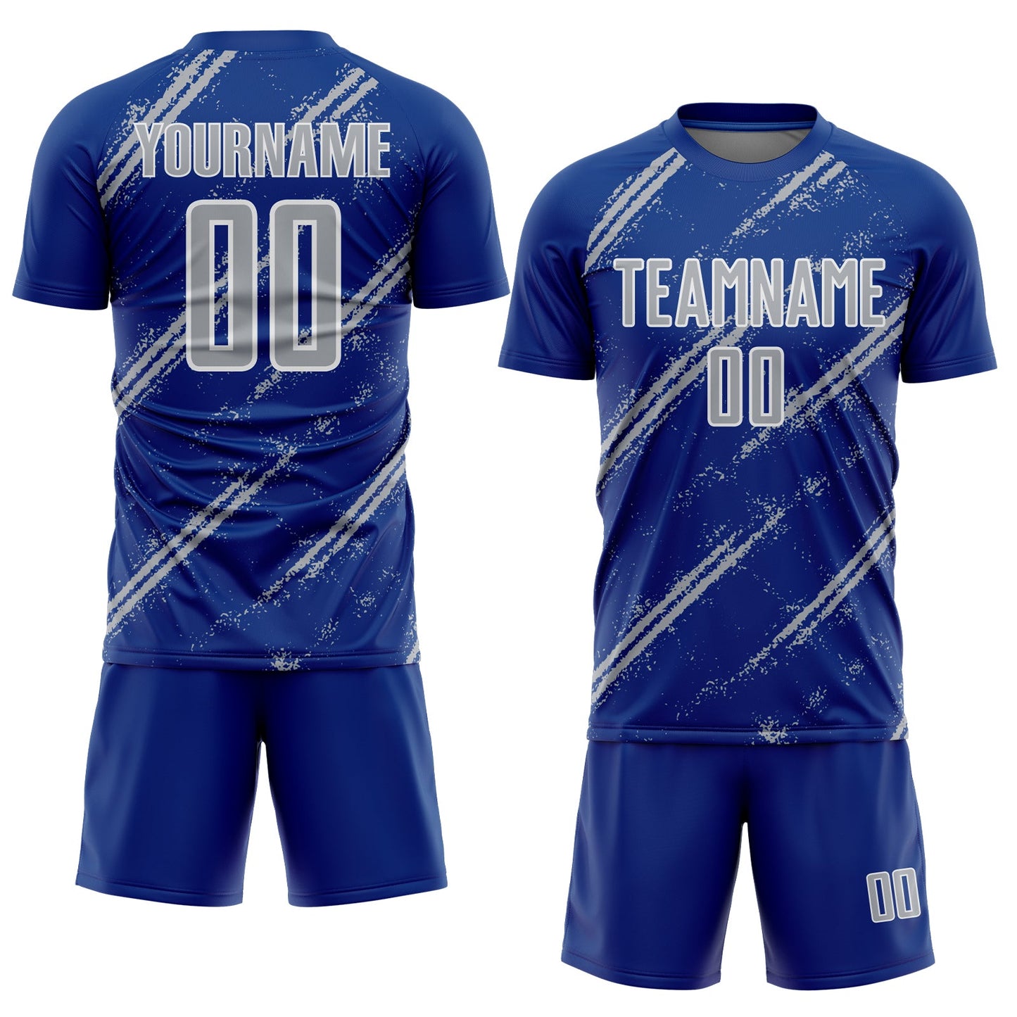 Custom Royal Gray-White Abstract Fragment Art Splash Sublimation Soccer Uniform Jersey