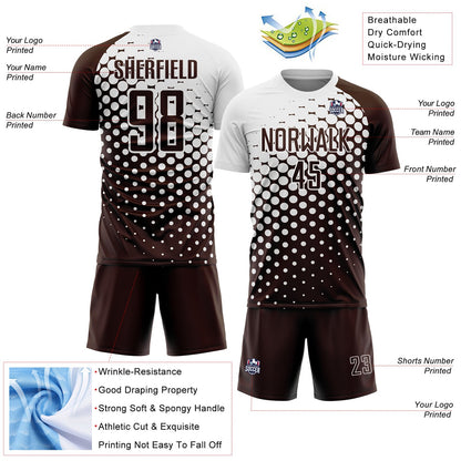 Custom Brown White Modern Polka Dot Sublimation Soccer Uniform Jersey