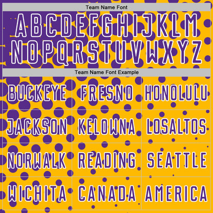 Custom Gold Purple-White Modern Polka Dot Sublimation Soccer Uniform Jersey
