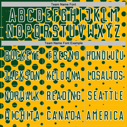 Custom Gold Green-White Modern Polka Dot Sublimation Soccer Uniform Jersey
