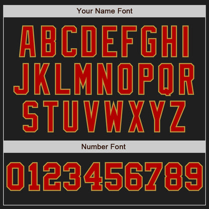 Custom Black Red-Old Gold Pinstripe Authentic Split Fashion Baseball Jersey