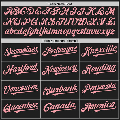 Custom Black White-Medium Pink Pinstripe Authentic Split Fashion Baseball Jersey