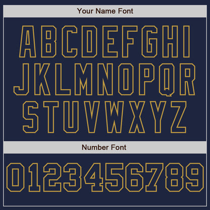 Custom Navy White-Old Gold Pinstripe Authentic Split Fashion Baseball Jersey