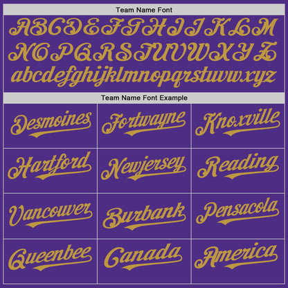 Custom Purple White-Old Gold Pinstripe Authentic Split Fashion Baseball Jersey