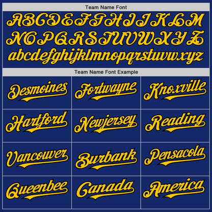 Custom Royal Black-Yellow Pinstripe Authentic Split Fashion Baseball Jersey