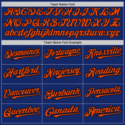 Custom Royal Black-Orange Pinstripe Authentic Split Fashion Baseball Jersey