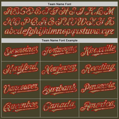 Custom Olive Camo Cream-Red Pinstripe Authentic Split Fashion Salute To Service Baseball Jersey