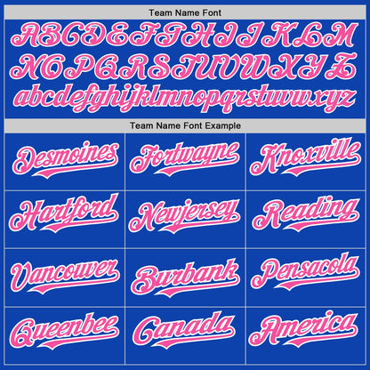 Custom Thunder Blue White-Pink Pinstripe Authentic Split Fashion Baseball Jersey