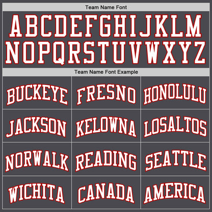 Custom Steel Gray White-Red Authentic Basketball Jersey