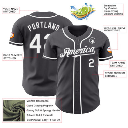 Custom Steel Gray White Authentic Baseball Jersey
