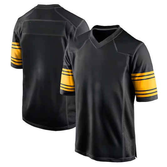 Custom Men's Steelers Black Exact Replica Alternate Football Jersey