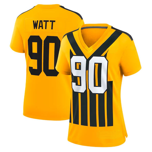Custom Women's Steelers Gold Exact Replica Alternate 1933 Throwback Football Jersey
